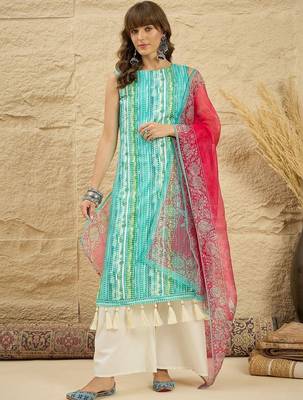 women dyed regular kurta with palazzos & with dupatta 4