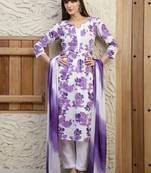 women floral printed empire  cotton kurta with trousers & with dupatta