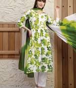 women floral printed regular  cotton kurta with trousers & with dupatta