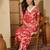women floral printed v-neck thread work kurta with palazzos