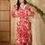 women floral printed v-neck thread work kurta with palazzos