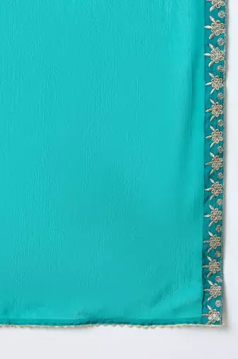 women leheriya printed regular zardozi kurta with trousers & with dupatta