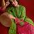 women leheriya print linen kurta with farshi salwar set