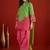 women leheriya print linen kurta with farshi salwar set