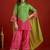 women leheriya print linen kurta with farshi salwar set