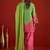 women leheriya print linen kurta with farshi salwar set