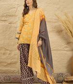 women floral printed regular linen kurta with palazzos & with dupatta