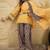 women floral printed regular linen kurta with palazzos & with dupatta