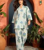 women floral printed regular  cotton kurti with palazzos