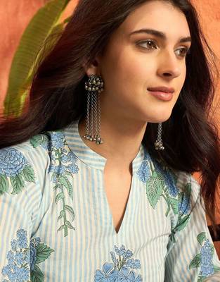 women floral printed regular  cotton kurti with palazzos 6