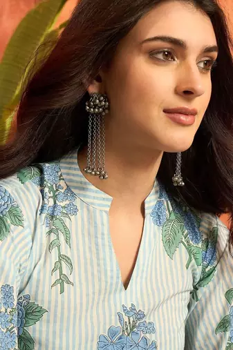 women floral printed regular  cotton kurti with palazzos