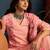 women cotton floral embroidered thread work kurta with palazzos & dupatta