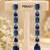 Blue ad & agate stone earrings | rhodium plated