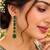 Green ad & agate stone earrings | rhodium plated