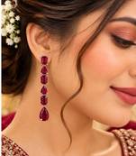 Pista ad & agate stone earrings | rhodium plated