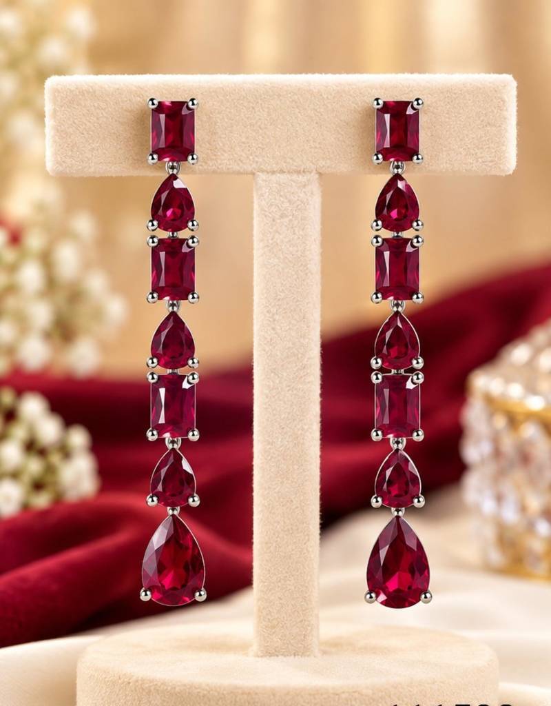 Pista ad & agate stone earrings | rhodium plated