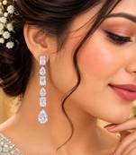 White ad & agate stone earrings | rhodium plated
