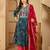women leheriya dyed regular thread work kurta with trousers & with dupatta