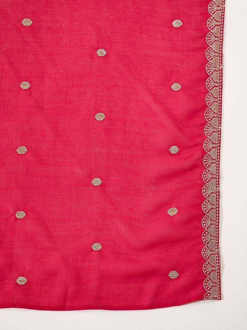 women leheriya dyed regular thread work kurta with trousers & with dupatta