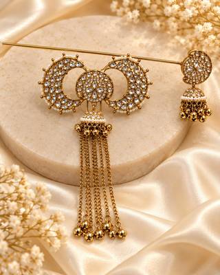 Kundan ambada juda pin bun cage & hair brooch 2