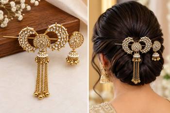 Kundan ambada juda pin bun cage & hair brooch 3