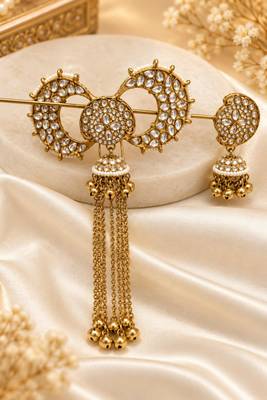 Kundan ambada juda pin bun cage & hair brooch 4