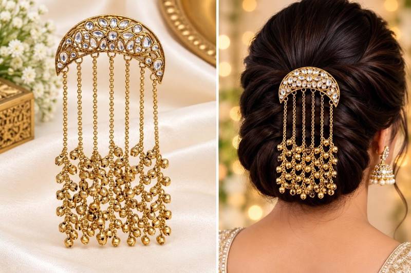 Kundan ambada juda pin bun cage & hair brooch