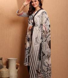women floral printed regular thread work kurta with trousers & with dupatta