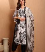 women floral printed regular thread work kurta with trousers & with dupatta