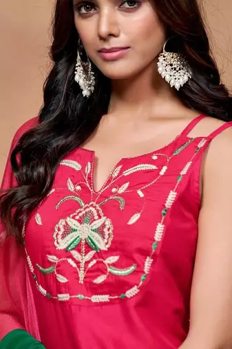 women ethnic motifs embroidered regular thread work kurta with sharara & with dupatta