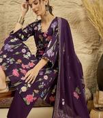 women floral printed regular  cotton kurta with palazzos & with dupatta