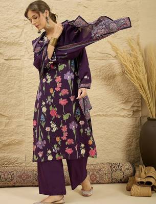 women floral printed regular  cotton kurta with palazzos & with dupatta 2
