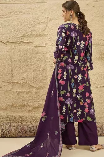 women floral printed regular  cotton kurta with palazzos & with dupatta