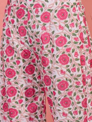 women floral printed regular linen kurta with palazzos & with dupatta 5