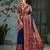 nevy blue hand woven munga cotton blend saree with blouse