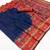 nevy blue hand woven munga cotton blend saree with blouse
