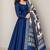 Women's blue solid anarkali kurta set with digitally printed kalamkari set
