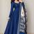 Women's blue solid anarkali kurta set with digitally printed kalamkari set