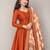 Women's rust orange solid anarkali kurta set with digitally printed kalamkari