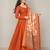 Women's rust orange solid anarkali kurta set with digitally printed kalamkari