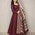 Women's red solid anarkali kurta set with digitally printed kalamkari set