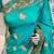 Slub chiffon wedding wear saree in turquoise with embroidery work & crystal stone work