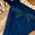 Deep blue flared gown with sequence striped koti jacket