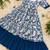 Blue floral print flared anarkali gown with frill border
