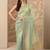 sea green embroidered nylon saree with unstitched blouse piece