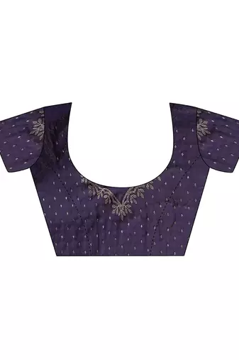 purple solid saree with unstitched blouse piece