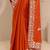 orange floral embroidered silk blend saree