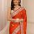 orange floral embroidered silk blend saree