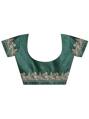 olive floral zari embroidered saree with a blouse piece 2