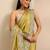 olive floral zari embroidered saree with a blouse piece
